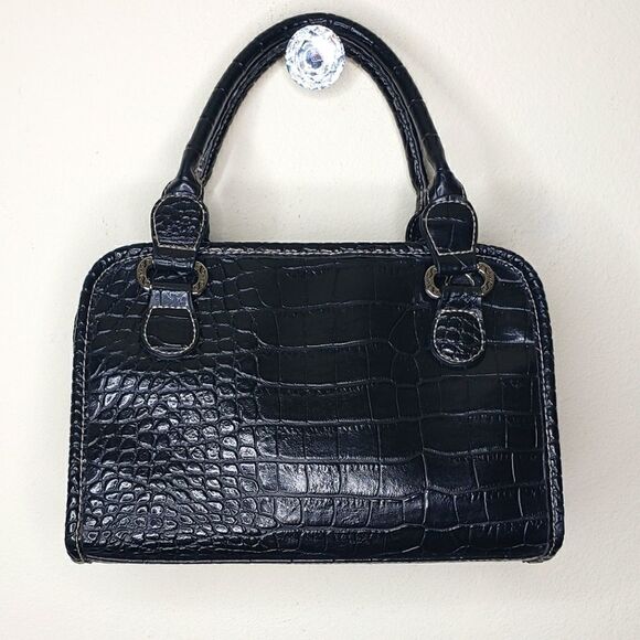Black Faux Snake Embossed Vegan Leather Handbag - Picture 4 of 14